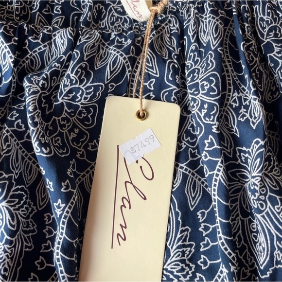 Elan Blue & White Patterned Long Sleeve Tie Front Blouse Size S - Picture 6 of 8